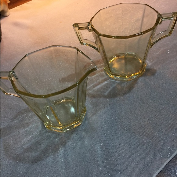 Vtg Heisey Yellow Sahara Glass Cream Sugar - Picture 2 of 7